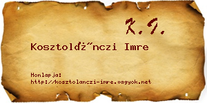 Kosztolánczi Imre névjegykártya